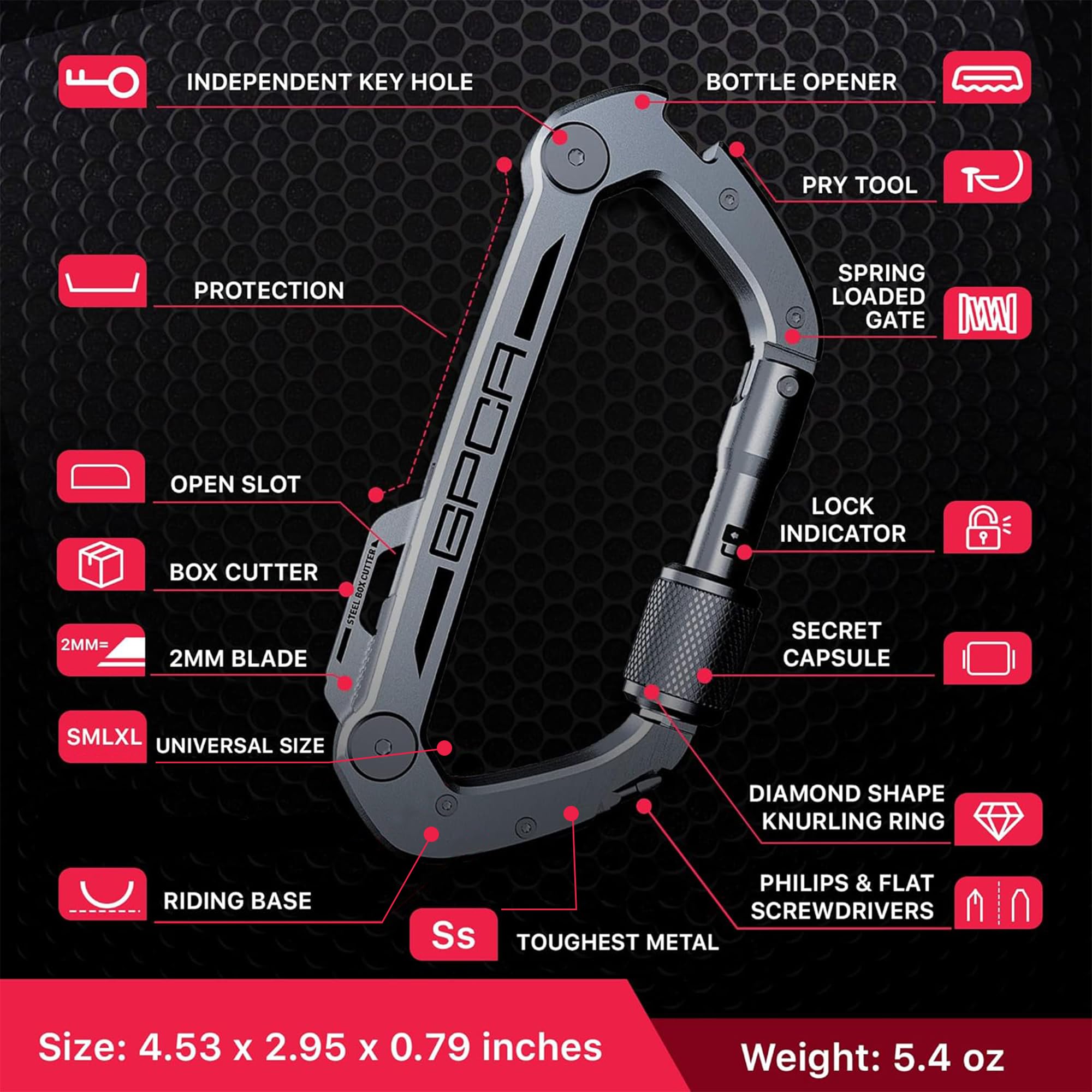 Amazon.co.jp: GPCA - Carabiner Keychain PRO, Heavy Duty